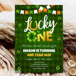 Invitation Lucky One St. Patrick's Day Boy First Birthday Inv