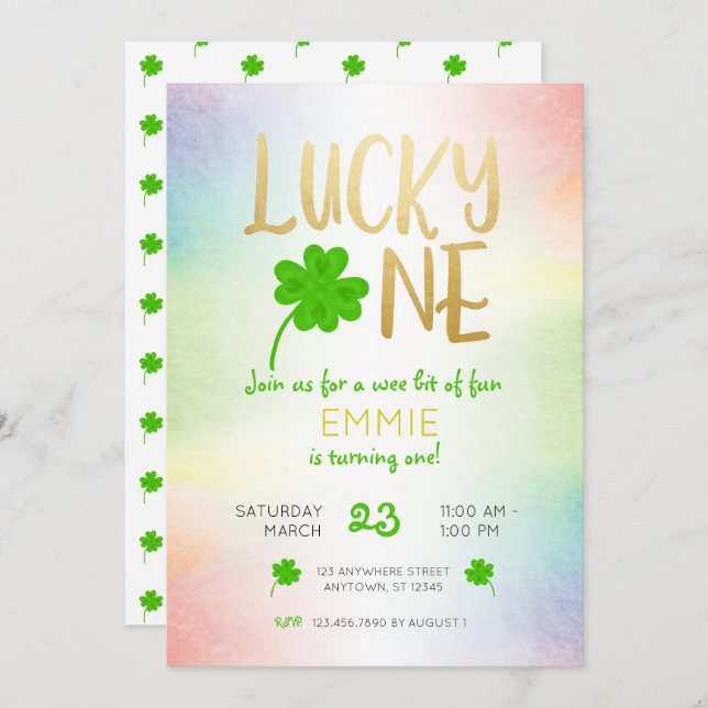 Invitation Lucky One St. Patricks Day Shamrock Anniversaire (Devant / Derrière)