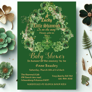 Invitation Lucky Petit Shamrock Baby shower de feuille d'or v