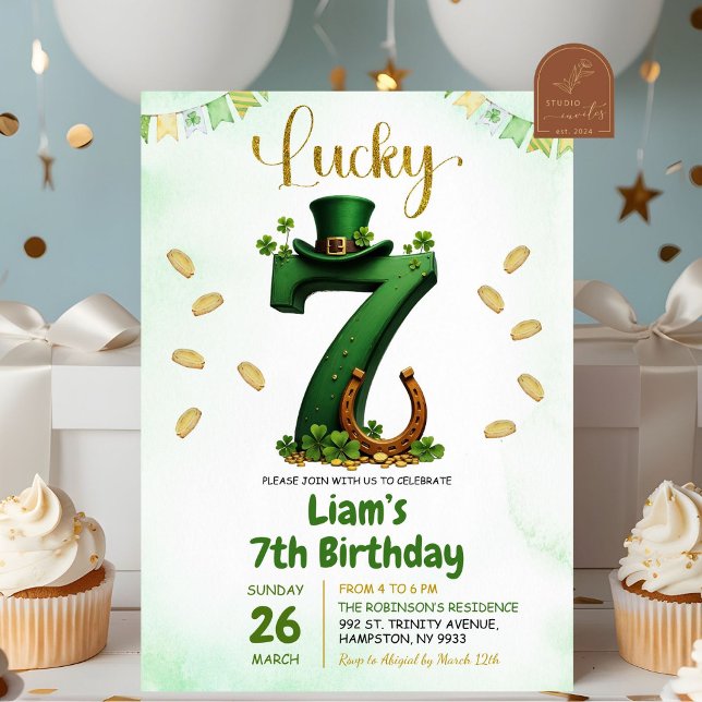 Invitation Lucky Sept Jour de la Saint Patrick Anniversaire (Créateur téléchargé)