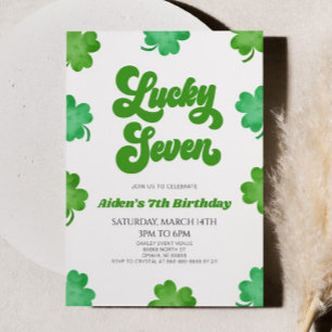 Invitation Lucky Seven Green Clover 7e fête d'anniversaire