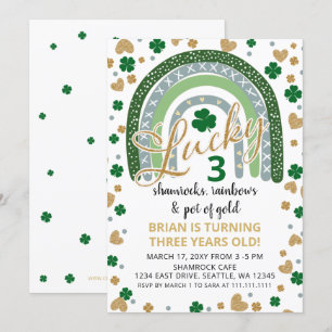 Invitation Lucky Shamrock Rainbow St Patrick Boy anniversaire