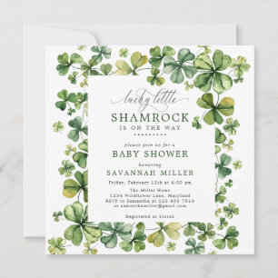 Invitation Lucky Shamrock Spring 4 Baby shower de trèfle feui