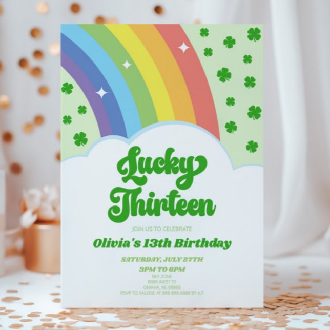 Invitation Lucky Treteen Rainbow 13e fête d'anniversaire (Créateur téléchargé)