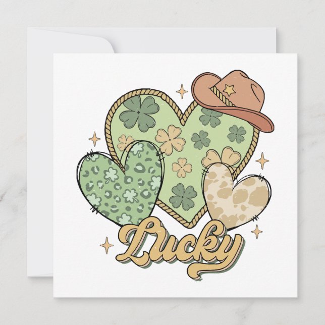 Invitation Lucky Western Jour de la Saint Patrick Shamrock de (Devant)