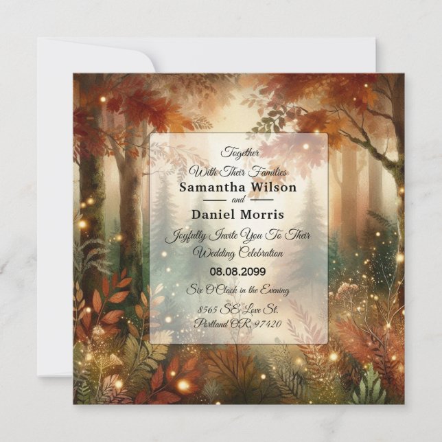Invitation Lueur d'automne dans le mariage de la forêt enchan (Devant)
