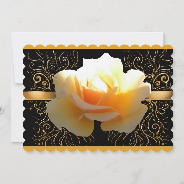 Invitation Lueur intérieure Rose jaune et or élégante (Devant)