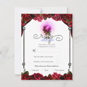 Invitation Lueur Magique Rose Rouge Or Blanc Argent RSVP