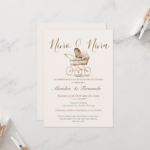 Invitation Lui ou Elle Bébé Poussette Genre Révéler Invitat