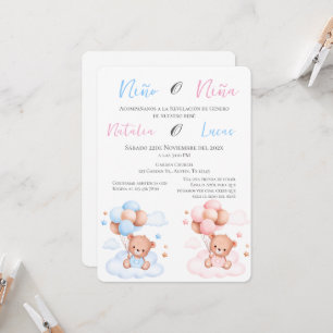 Invitation Lui ou elle Bleu ou rose Genre Reveillez Invitatio