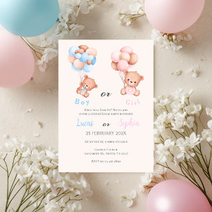 Invitation Lui ou elle Bleu ou rose Genre Reveillez Invitatio
