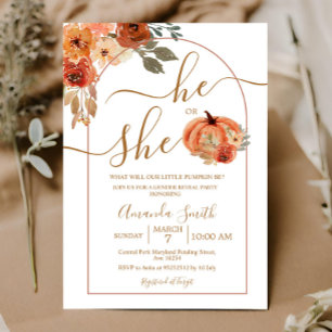 Invitation Lui ou Elle Boho Arch Citrouille Genre Reveilla