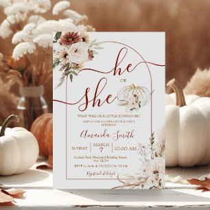 Invitation Lui ou Elle Boho Arch Citrouille Genre Reveillez I