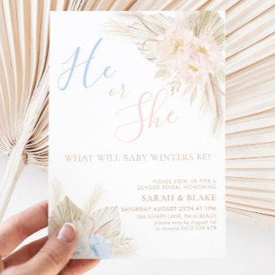 Invitation Lui Ou Elle Boho Rose Bleu Révélation De Sexe