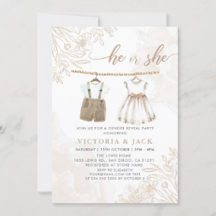Invitation Lui ou elle Fleur sauvage Vêtements de bébé Révéla