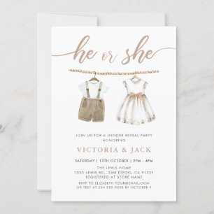 Invitation Lui ou elle Neutre Vêtements de bébé Révélation de