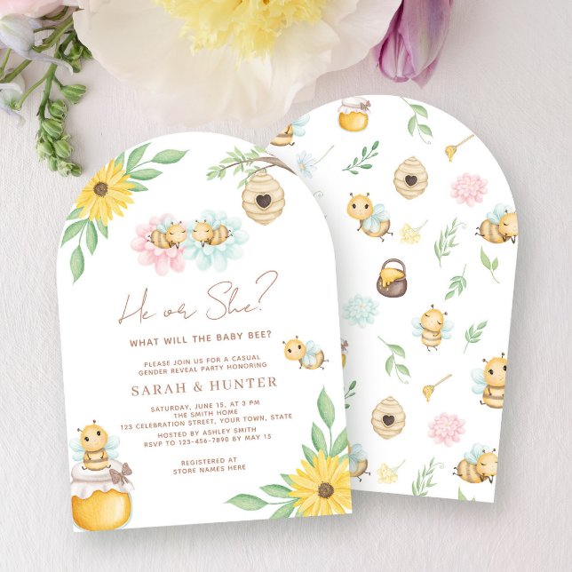 Invitation Lui Ou Elle Qu'Est-Ce Que Le Bébé Abeille Douche N (Créateur téléchargé)