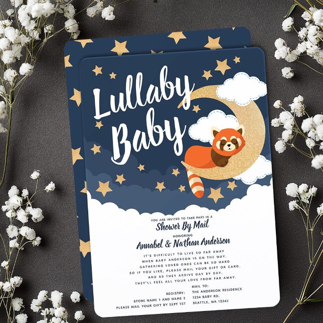 Invitation Lullaby Baby Red Panda Moon Baby shower par courri (Créateur téléchargé)