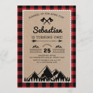 Invitation Lumberjack 1er anniversaire Woodland Adventure Par