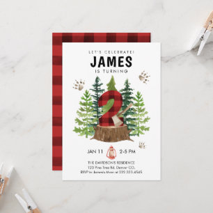 Invitation Lumberjack 2e anniversaire Buffalo Plaid Invitatio