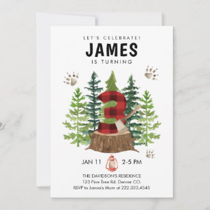 Invitation Lumberjack 3e anniversaire Buffalo Plaid Invitatio