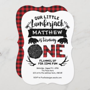 Invitation Lumberjack, Bois, Aventures, 1er Anniversaire