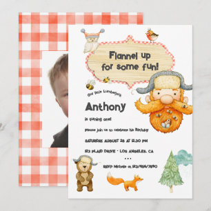 Invitation Lumberjack Enfants En vichy fête d'anniversaire Ph
