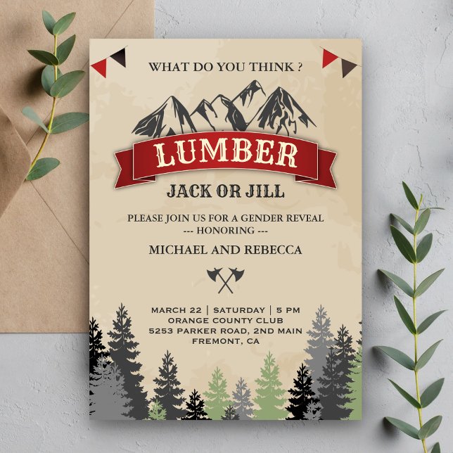 Invitation Lumberjack ou Jill Genre Revevela Party (Créateur téléchargé)