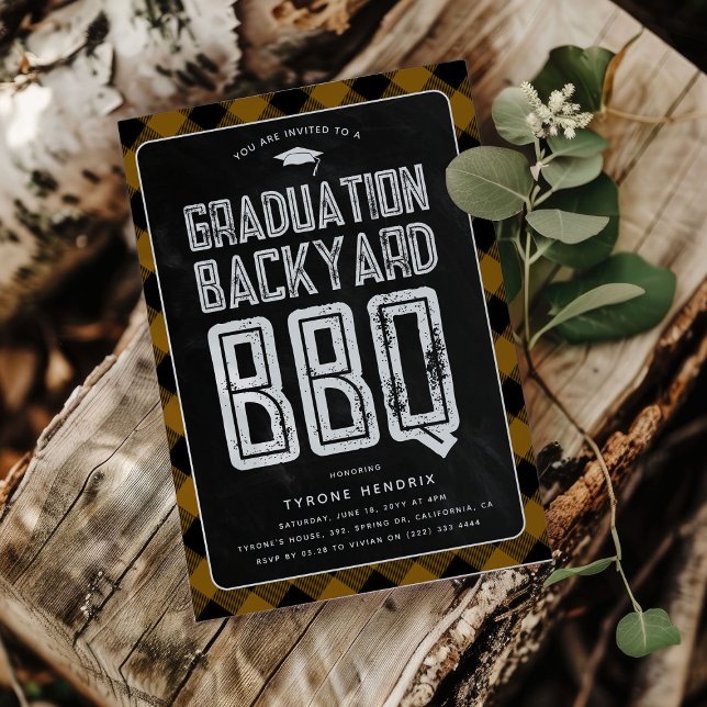 Invitation Lumberjack Plaid Jardin BBQ Graduation Party (Créateur téléchargé)