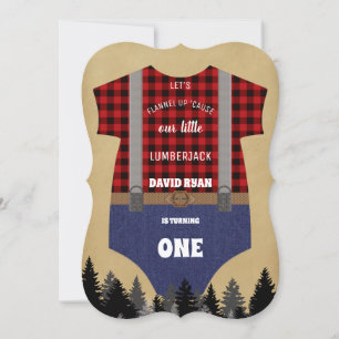 Invitation Lumberjack Red Buffalo costume bébé 1e anniversair
