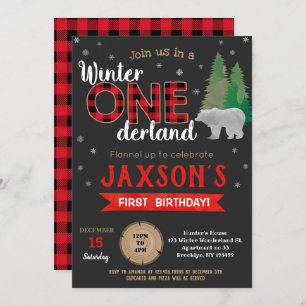 Invitation Lumberjack Winter Onederland Anniversaire Invitati