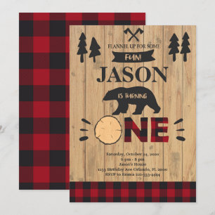 Invitation Lumberjack Woodland Boy 1er Anniversaire Invitatio