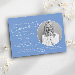 Invitation Lumière bleue minimale Célébration de vie Invitati