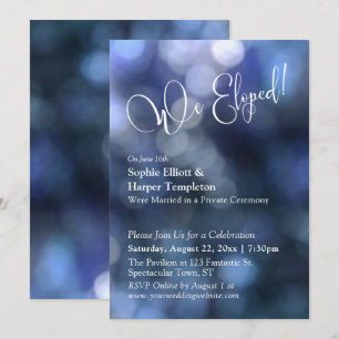 Invitation Lumière Bokeh bleue et typographie "Nous nous somm