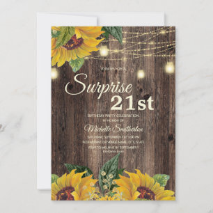 Invitation Lumière de corde de tournesol rustique Surprise 21