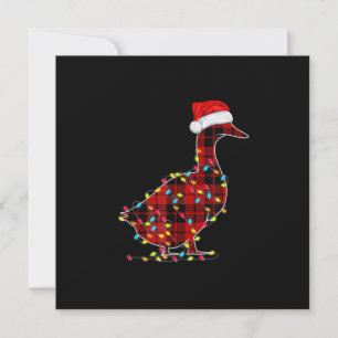 Invitation Lumière de Noël Canard Drôle à Carreaux Rouges Ass