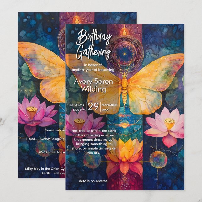 Invitation Lumière émergente | Conception Papillon (Devant / Derrière)
