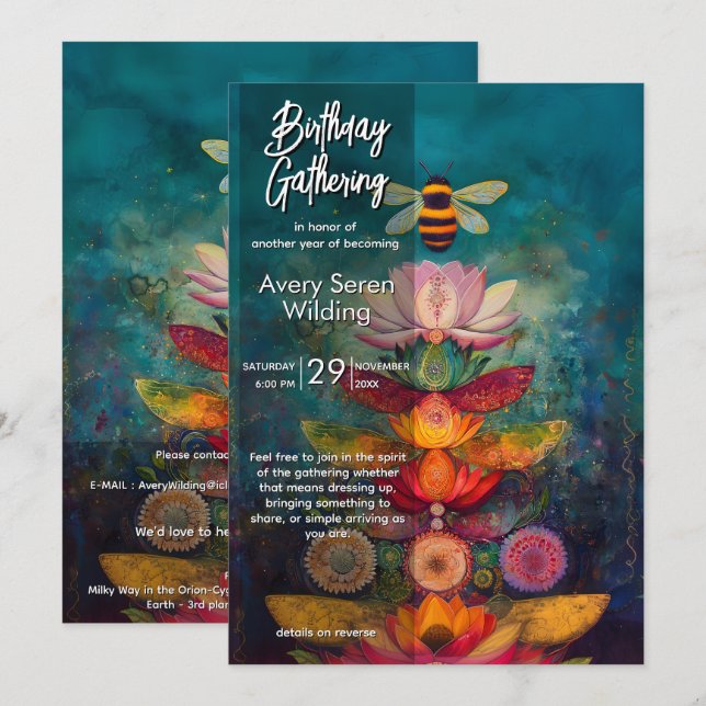 Invitation Lumière rassemblée | Conception d'abeille (Devant / Derrière)