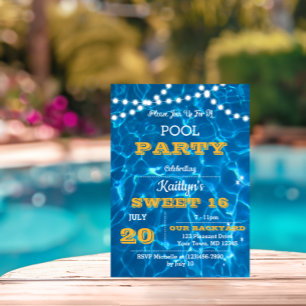 Invitation Lumière sur la piscine Agrumes Orange Sweet 16 Ann
