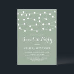 Invitation Lumières à chaîne lunaire Sage Green Sweet 16 Part<br><div class="desc">Invitation fantaisiste et élégante de Sweet sixteen Party avec lumières suspendues blanches. Cette invitation au sweet sixteen personnalisable est parfaite pour les fêtes en plein air. Cette invitation verte douce 16 sauge est parfaite pour n'importe quel thème de fête.</div>