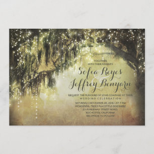 Invitation lumières à cordes arbre rustique vintage invitatio
