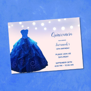 Invitation Lumières à cordes bleu clair Quinceanera Denim