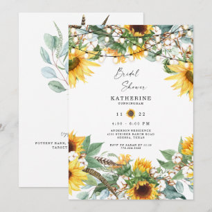 Invitation Lumières à cordes de bouquet de tournesol rustique