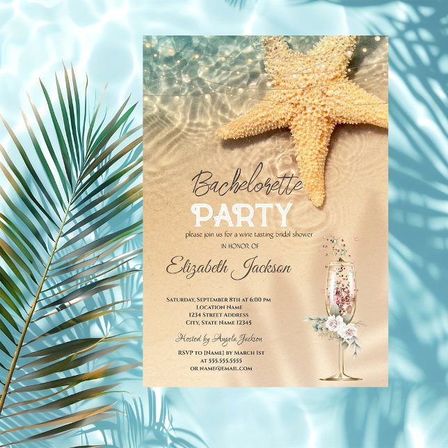 Invitation Lumières à cordes de mer, Bachelorette en verre de (Créateur téléchargé)