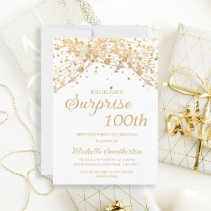Invitation Lumières à cordes d'or blanc Surprise 100e anniver