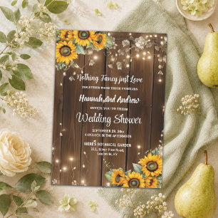 Invitation Lumières à cordes en bois marron Just Love Mariage