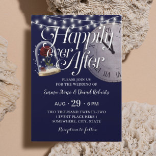 Invitation Lumières à cordes rustiques Mariage de conte bleu