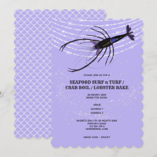 Invitation Lumières à cordon en forme de homard, écailles de