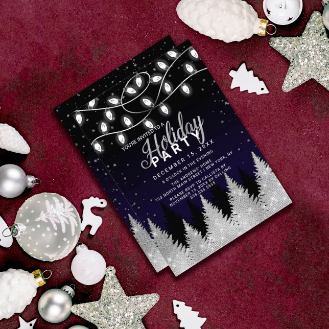 Invitation Lumières blanches Parties scintillant Arbres de va (Créateur téléchargé)