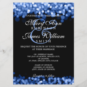 Invitation Lumières bleues de mariage élégantes